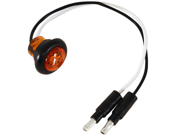 .75 Inch Round Marker Clearance Lights - 1 Amber LED with Male Bullets