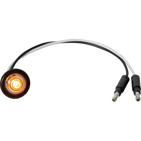 .75 Inch Round Marker Clearance Lights - 1 Amber LED with Clear Lens with Male Bullets