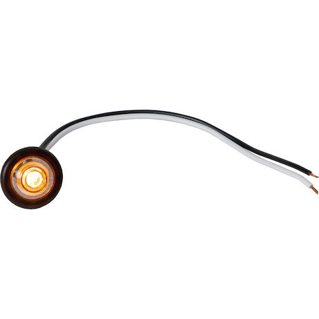 .75 Inch Round Marker Clearance Lights - 1 Amber LED with Clear Lens with Stripped Leads