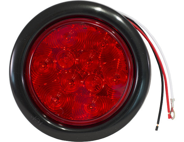 4 Inch Red Round Stop/Turn/Tail Light With 10 LEDs Kit (PL-3 Connection, Includes Grommet and Plug)