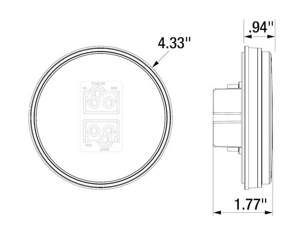 4 Inch Round Combination Stop/Turn/Tail & Backup Light (Light Only, Sold in Multiples of 10)