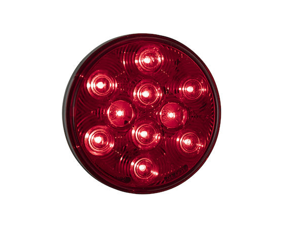 4 Inch Red Round Stop/Turn/Tail Light With 10 LEDs Kit (PL-3 Connection, Includes Grommet and Plug)