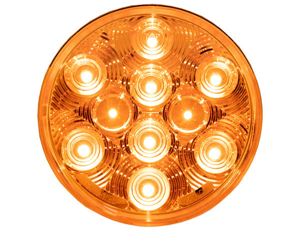 4 Inch Amber Round Turn Signal Light Kit with 10 LEDs (PL-3 Connection, Includes Grommet and Plug)