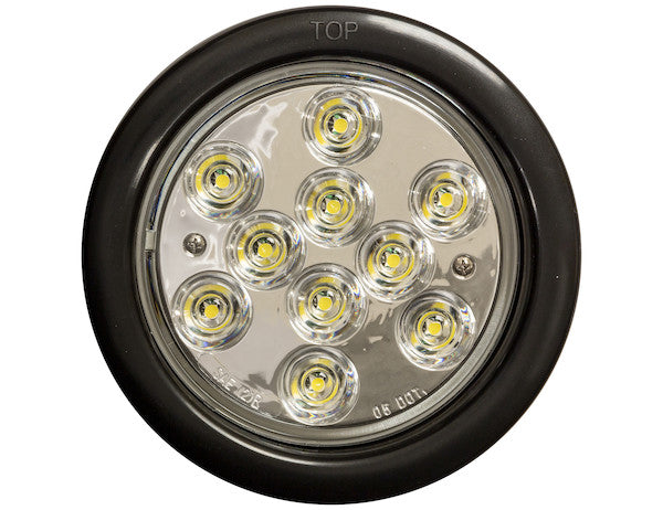 4 Inch Clear Round Backup Light Kit With 10 LEDs (PL-2 Connection, Includes Grommet and Plug)