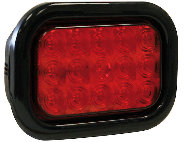 5625115 - 5.375 Inch Red Rectangular Stop/Turn/Tail Light Kit with 15 LEDs (PL-3 Connection, Includes Grommet and Plug)
