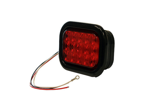 5.375 Inch Red Rectangular Stop/Turn/Tail Light Kit with 15 LEDs (PL-3 Connection, Includes Grommet and Plug)