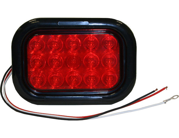 5.375 Inch Red Rectangular Stop/Turn/Tail Light Kit with 15 LEDs (PL-3 Connection, Includes Grommet and Plug)
