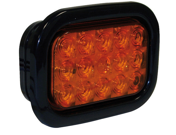 5625215 - 5.375 Inch Amber Rectangular Turn Signal Light Kit with 15 LEDs (PL-3 Connection, Includes Grommet and Plug)