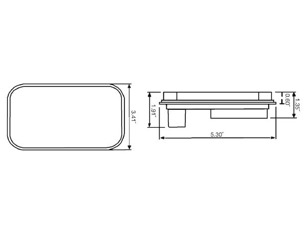 5.375 Inch Amber Rectangular Turn Signal Light Kit with 15 LEDs (PL-3 Connection, Includes Grommet and Plug)