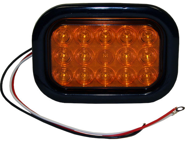5.375 Inch Amber Rectangular Turn Signal Light Kit with 15 LEDs (PL-3 Connection, Includes Grommet and Plug)