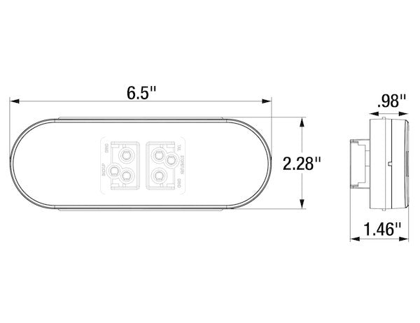 6 Inch Oval Combination Stop/Turn/Tail & Backup Light Kit (Includes Grommet and Plug) 