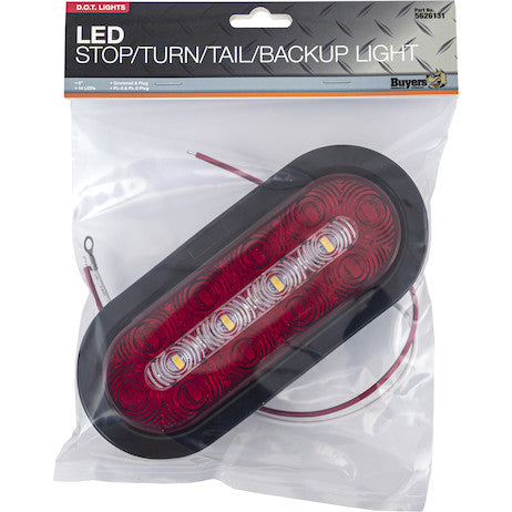 6 Inch Oval Combination Stop/Turn/Tail & Backup Light Kit (Includes Grommet and Plug) 
