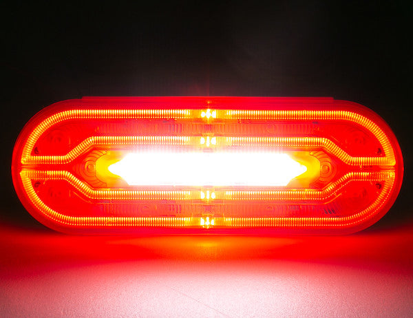 6 Inch Oval Stop/Turn/Tail + Backup Combination Light with Light Stripe LED Tubes