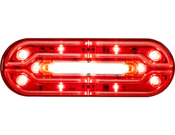 6 Inch Oval Stop/Turn/Tail + Backup Combination Light with Light Stripe LED Tubes