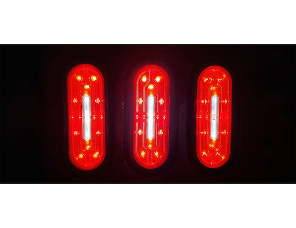 6 Inch Oval Stop/Turn/Tail + Backup Combination Light with Light Stripe LED Tubes