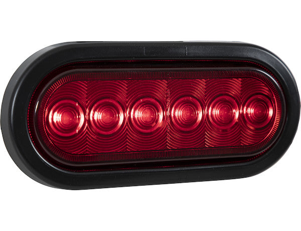 6 Inch Red Oval Stop/Turn/Tail Light With 6 LEDs Kit - Includes Grommet and Plug