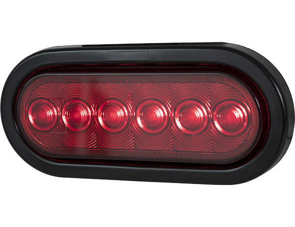 6 Inch Red Oval Stop/Turn/Tail Light With 6 LEDs Kit - Includes Grommet and Plug