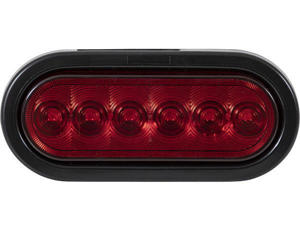 6 Inch Red Oval Stop/Turn/Tail Light With 6 LEDs Kit - Includes Grommet and Plug