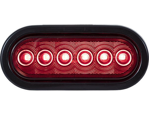 6 Inch Red Oval Stop/Turn/Tail Light With 6 LEDs Kit - Includes Grommet and Plug