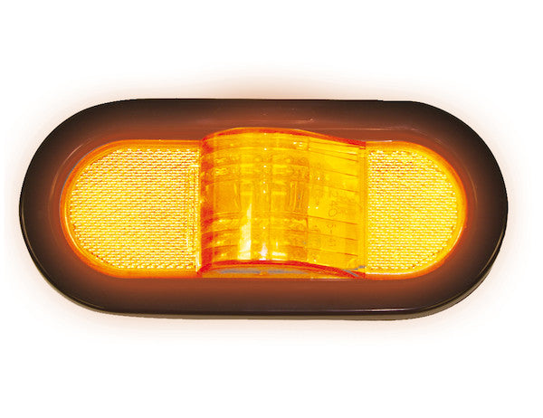 6 Inch Amber Oval Mid-Turn Signal-Side Marker Light Kit with 9 LEDs (PL-3 Connection, Includes Grommet and Plug)