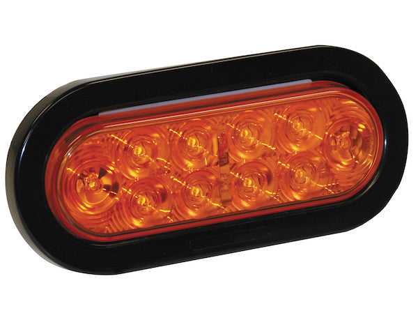 6 Inch Amber Oval Turn Signal Light Kit with 10 LEDs (PL-3 Connection, Includes Grommet and Plug)