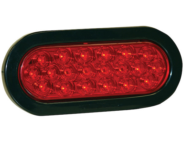 6 Inch Red Oval Stop/Turn/Tail Light with 20 LEDs Kit (PL-3 Connection, Includes Grommet and Plug)