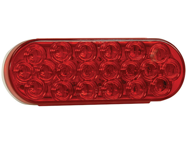6 Inch Red Oval Stop/Turn/Tail Light with 20 LEDs Kit (PL-3 Connection, Includes Grommet and Plug)