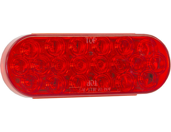 6 Inch Red Oval Stop/Turn/Tail Light with 20 LEDs Kit (PL-3 Connection, Includes Grommet and Plug)