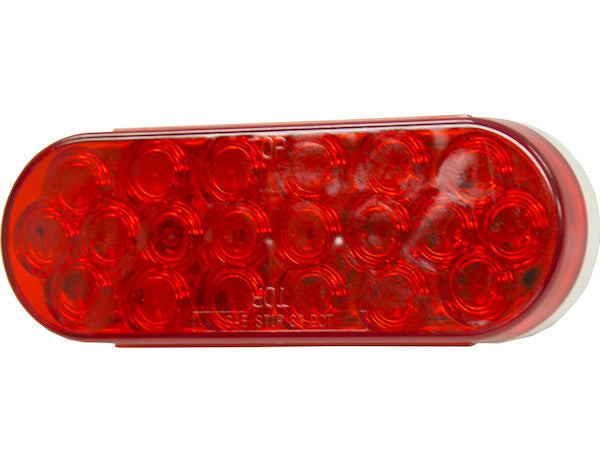 6 Inch Red Oval Stop/Turn/Tail Light with 20 LEDs Kit (PL-3 Connection, Includes Grommet and Plug)