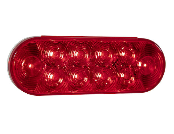 6 Inch Red Oval Stop/Turn/Tail Light with 10 LEDs Kit (PL-3 Connection, Includes Grommet and Plug)