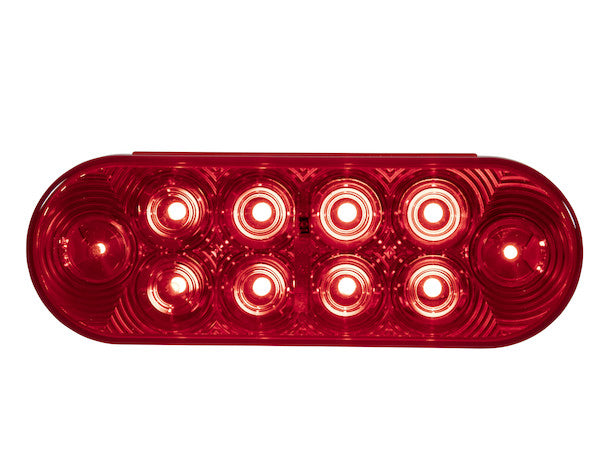6 Inch Red Oval Stop/Turn/Tail Light with 10 LEDs Kit (PL-3 Connection, Includes Grommet and Plug)
