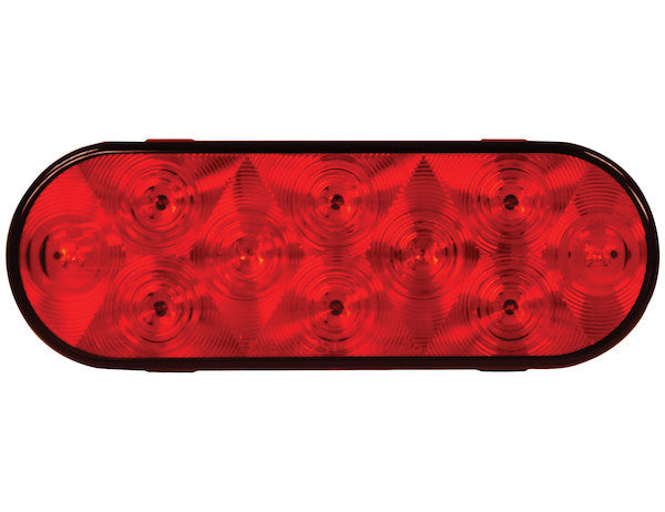 6 Inch Red Oval Stop/Turn/Tail Light With 10 LEDs (AMP-Style Connection) - Bulk