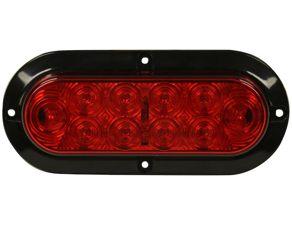 6 Inch Red Oval Stop/Turn/Tail Surface Mount Light Kit with 10 LEDs (PL-3 Connection, Includes Grommet and Plug)
