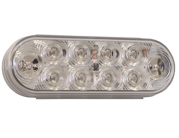 6 Inch Oval Stop/Turn/Tail Light With 10 Red LEDs, Clear Lens