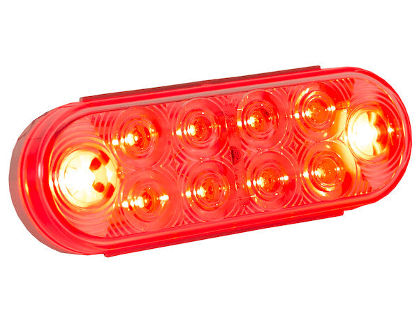 6 Inch Oval Stop/Turn/Tail Light With 10 Red LEDs, Clear Lens