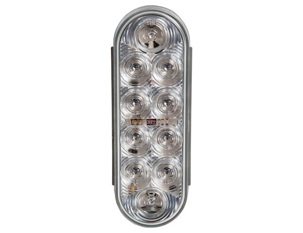 6 Inch Oval Stop/Turn/Tail Light With 10 Red LEDs, Clear Lens