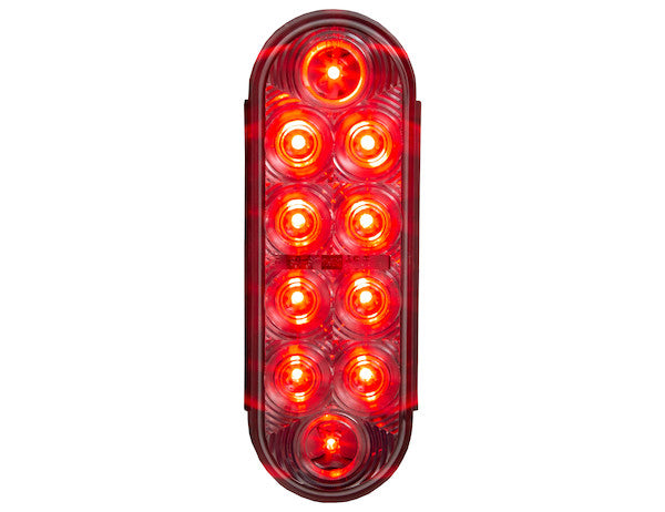 6 Inch Oval Stop/Turn/Tail Light With 10 Red LEDs, Clear Lens