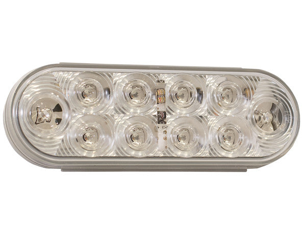 6 Inch Oval Stop/Turn/Tail Light With 10 Red LEDs, Clear Lens