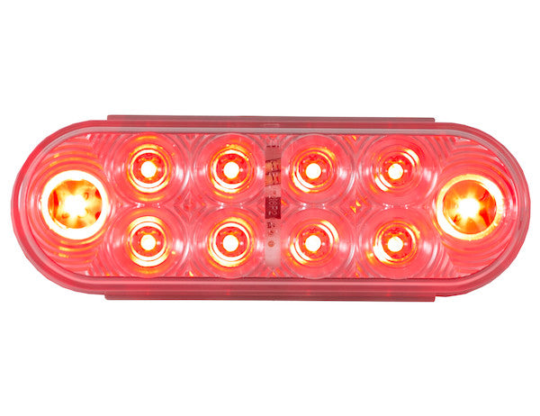 6 Inch Oval Stop/Turn/Tail Light With 10 Red LEDs, Clear Lens