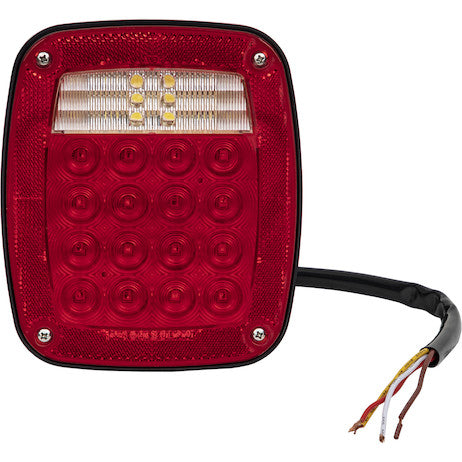 Driver Side 5.75 Inch Red Stop/Turn/Tail Light with License Plate Light