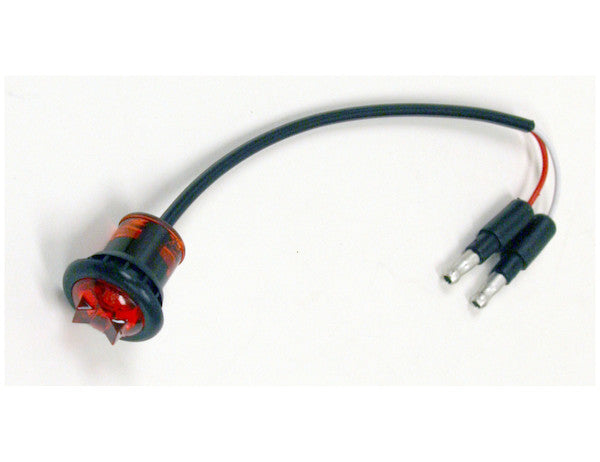 .75 Inch Round Marker Clearance Lights - 1 LED Red With Male Bullets