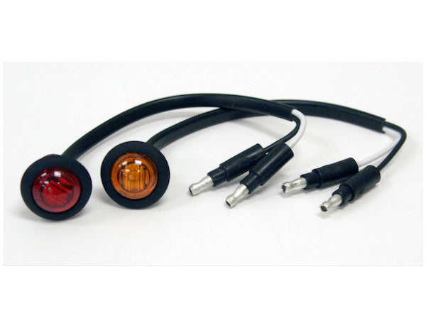 .75 Inch Round Marker Clearance Lights - 3 LED Red With Male Bullets