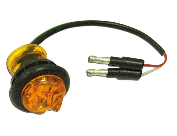 .75 Inch Round Marker Clearance Lights - 1 LED Amber With Male Bullets
