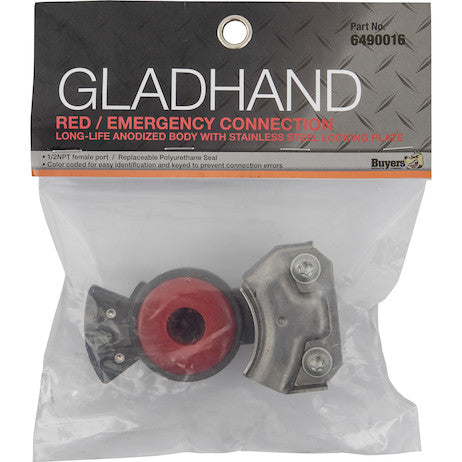 Gladhand Red / Emergency Connection - Long-Life Anodized Body w/ Stainless Steel Locking Plate