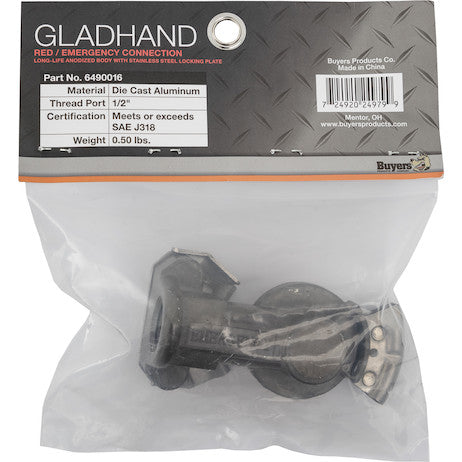 Gladhand Red / Emergency Connection - Long-Life Anodized Body w/ Stainless Steel Locking Plate