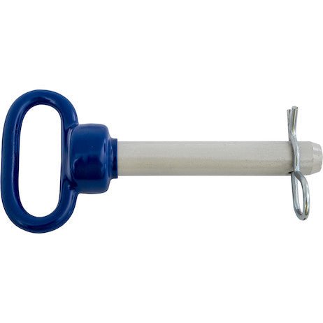 Blue Poly-Coated Handle on Steel Hitch Pin - 7/8 x 4-1/2 Inch Usable Length