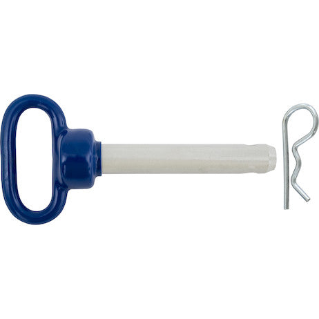Blue Poly-Coated Handle on Steel Hitch Pin - 7/8 x 4-1/2 Inch Usable Length