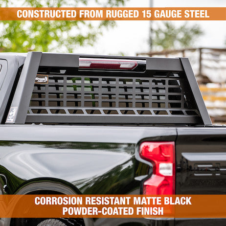 20.20-inch Tall Matte Black Heavy-Duty Steel GuardDogg Pickup Truck Headache Rack Bundle with Mounting Brackets 