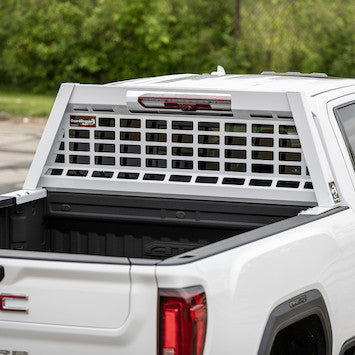 851405 - 23.00-inch Tall Gloss White Heavy-Duty Steel GuardDogg Pickup Truck Headache Rack Bundle with Mounting Brackets