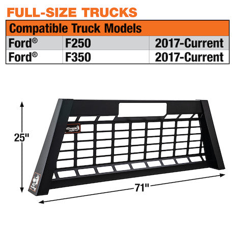 25.00-inch Tall Matte Black Heavy-Duty Steel GuardDogg Pickup Truck Headache Rack Bundle with Mounting Brackets 